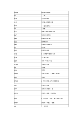 化工产品英文缩写与中文名称对照表